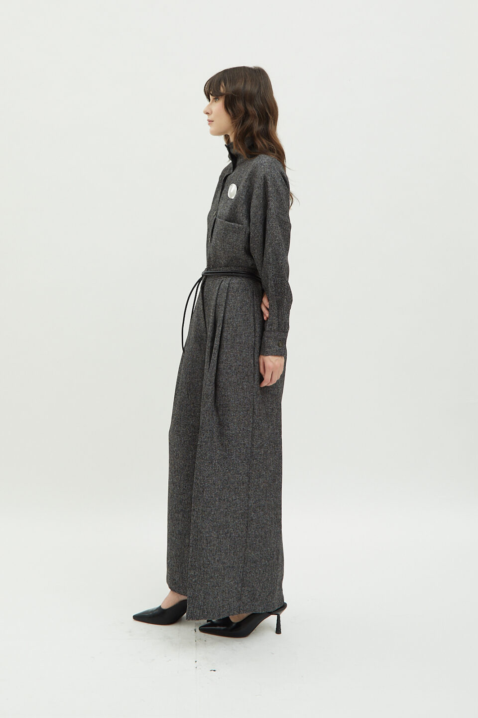 Roman Tweed Pants in Charcoal - Image 4