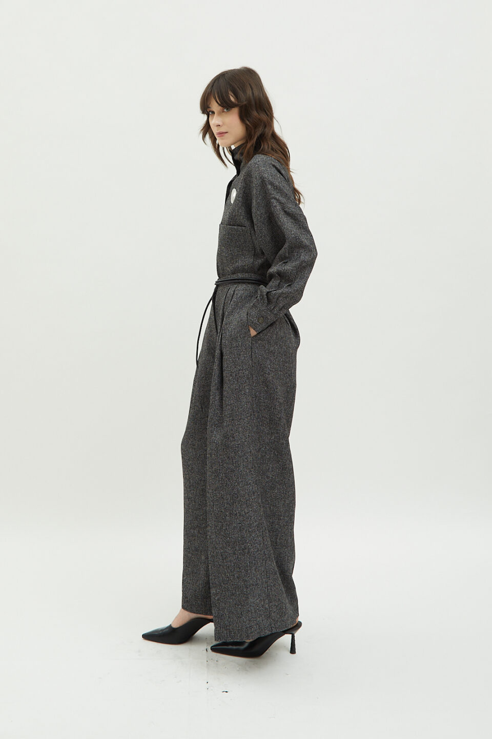 Roman Tweed Pants in Charcoal - Image 8