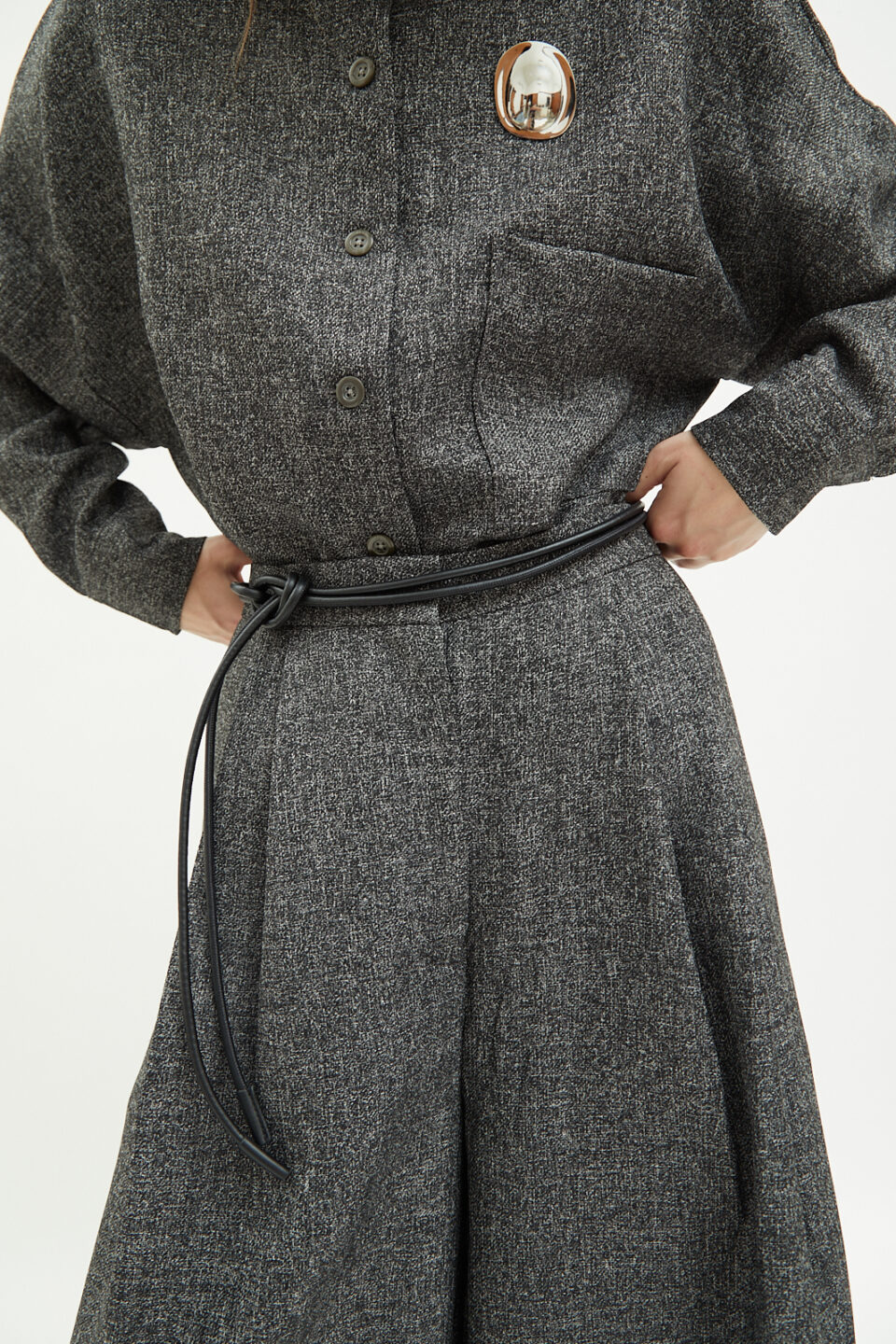Roman Tweed Pants in Charcoal - Image 2